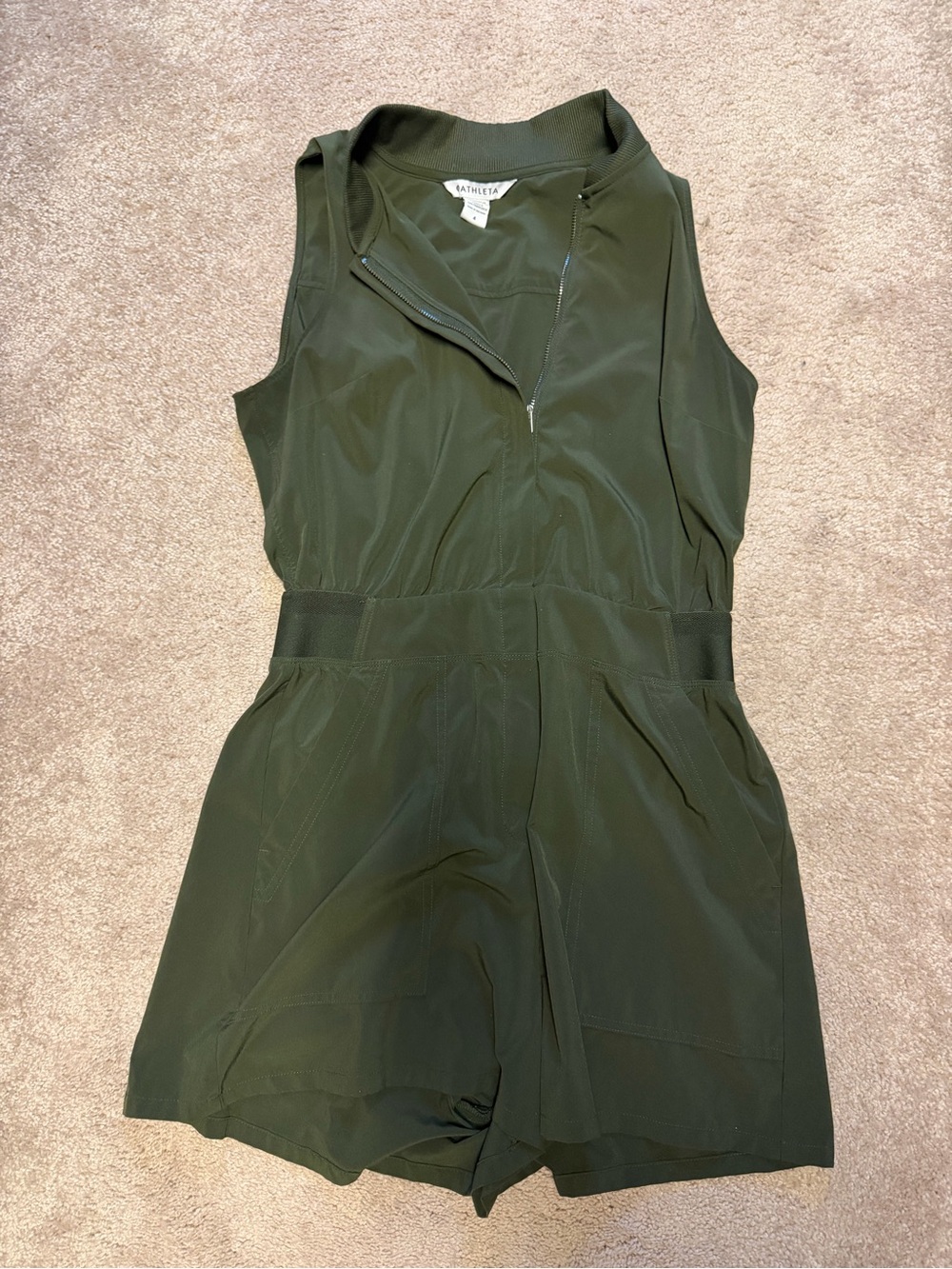 Athleta Olive Green Sleeveless Active One-Piece Romper